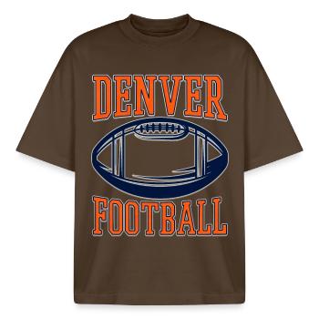 Denver Football Emblem - Boxy Heavyweight Unisex Organic T-Shirt by Stanley/Stella - mocha - Front - AI Model Male 185 light (185cm) & AI Model Female 172 dark (172cm)