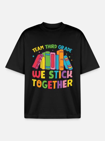 Team Third Grade Back To School - Boxy Heavyweight Unisex Organic T-Shirt by Stanley/Stella - black
