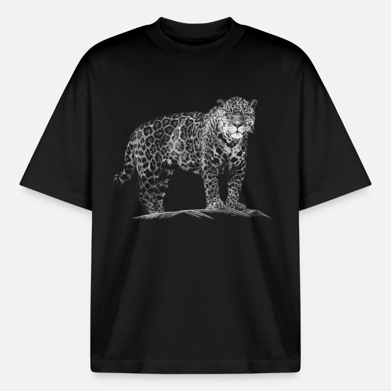 Leopard - Heavyweight Boxy Unisex T-Shirt by Stanley/Stella - black