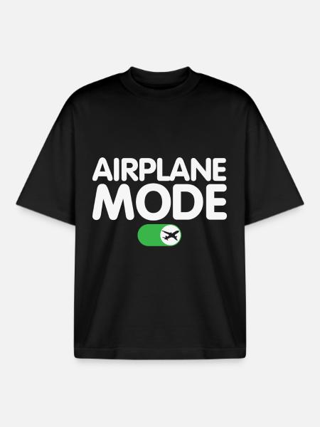 Airplane Mode On Funny Pilot Design - Boxy Heavyweight Unisex Organic T-Shirt by Stanley/Stella - black