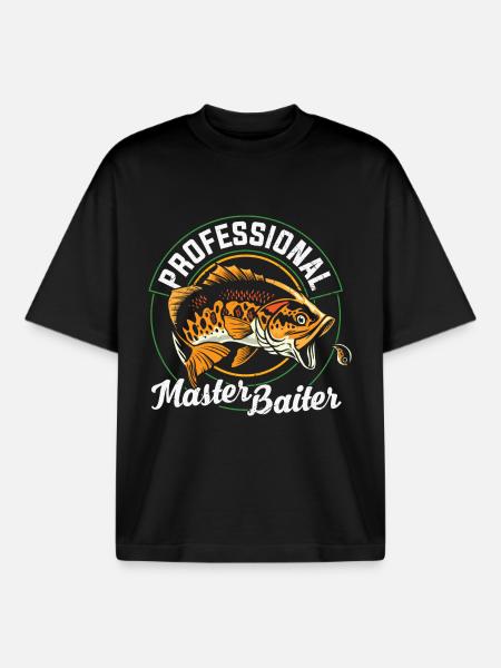 Devis de pêche Maître Baiter professionnel - T-shirt unisexe boxy épais biologique Stanley/Stella - noir