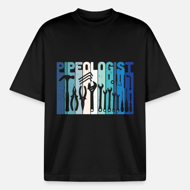 Outils de plombier pipeologiste - T-shirt unisexe épais coupe boxy Stanley/Stella - noir