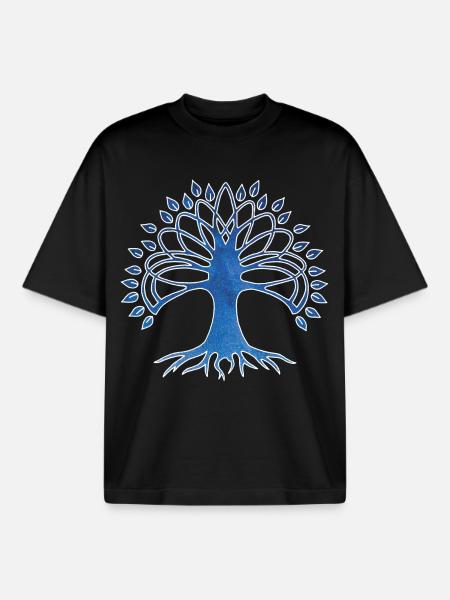 Lebensbaum und Sternenhimmel - Boxy Heavyweight Unisex Organic T-Shirt von Stanley/Stella - Schwarz