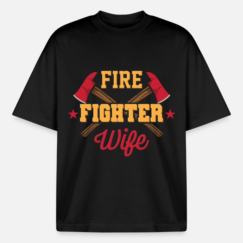 Pompier - T-shirt unisexe épais coupe boxy Stanley/Stella - noir