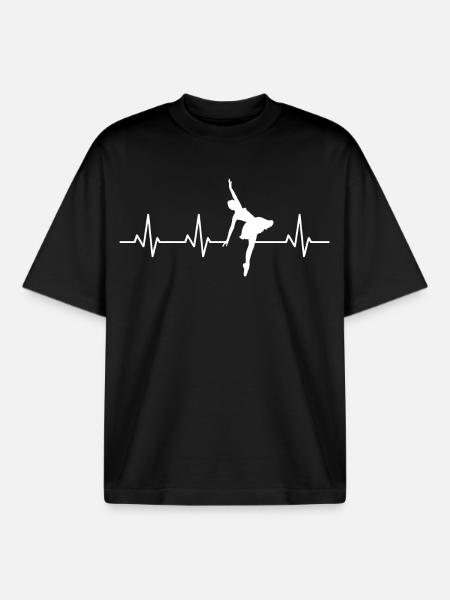 Ballet Heartbeat - Boxy Heavyweight Unisex Organic T-Shirt by Stanley/Stella - black