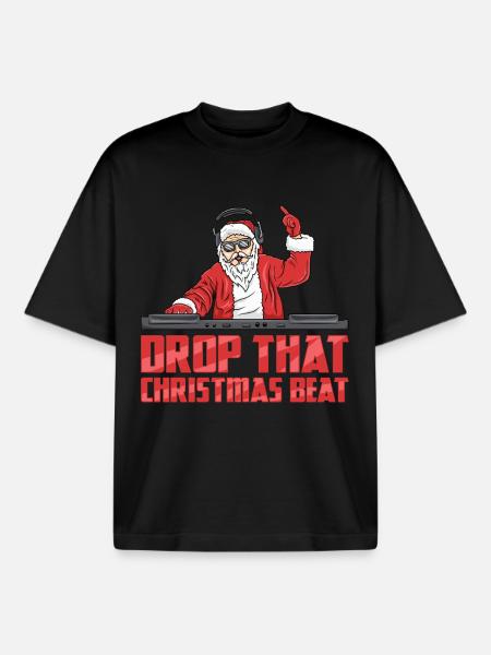 DJ Santa - Boxy Heavyweight Unisex Organic T-Shirt by Stanley/Stella - black