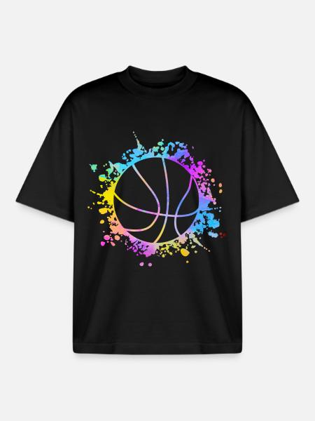 Basketball Farbspritzer Farbklecks - Boxy Heavyweight Unisex Organic T-Shirt von Stanley/Stella - Schwarz