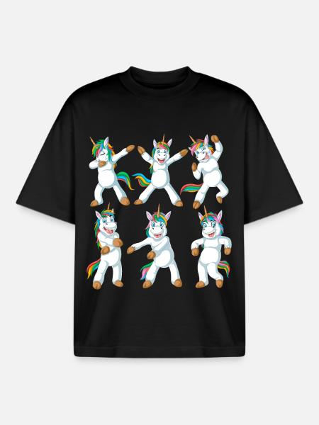 Unicorn dabbing - Boxy Heavyweight Unisex Organic T-Shirt by Stanley/Stella - black
