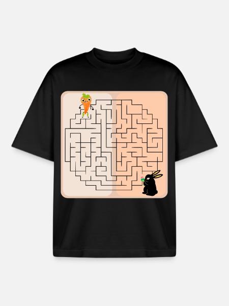 Labyrinthe Lapin de Pâques - T-shirt unisexe boxy épais biologique Stanley/Stella - noir