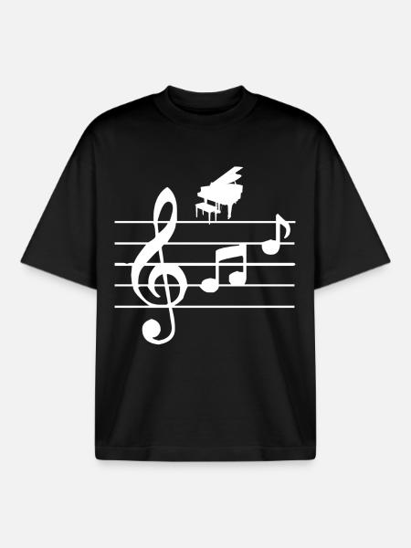 Piano - T-shirt unisexe boxy épais biologique Stanley/Stella - noir