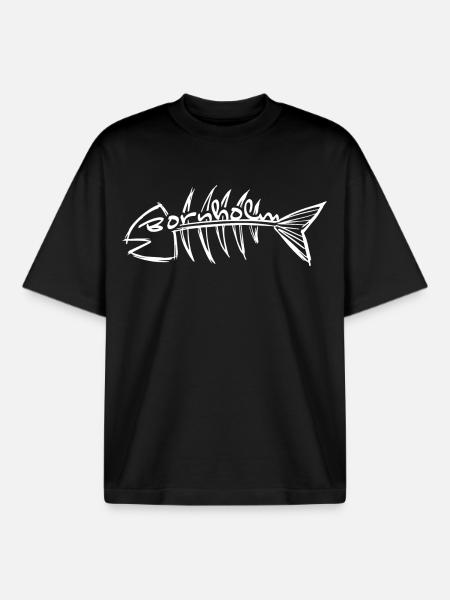 Bornholm Fish - Herringbone - Boxy Heavyweight Unisex Organic T-Shirt by Stanley/Stella - black