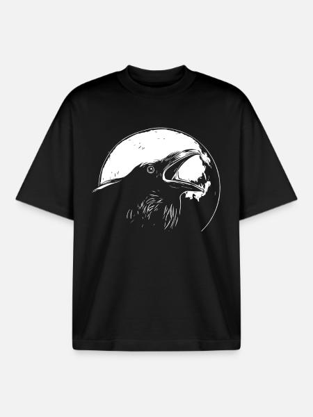 Raven in the full moon - Boxy Heavyweight Unisex Organic T-Shirt by Stanley/Stella - black