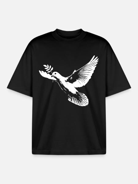 White dove of peace - Boxy Heavyweight Unisex Organic T-Shirt by Stanley/Stella - black