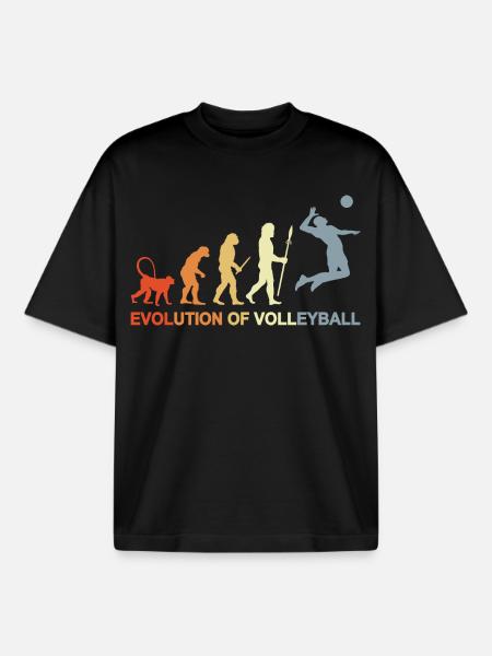 Evolution of a volleyball player - Boxy Heavyweight Unisex Organic T-Shirt by Stanley/Stella - black