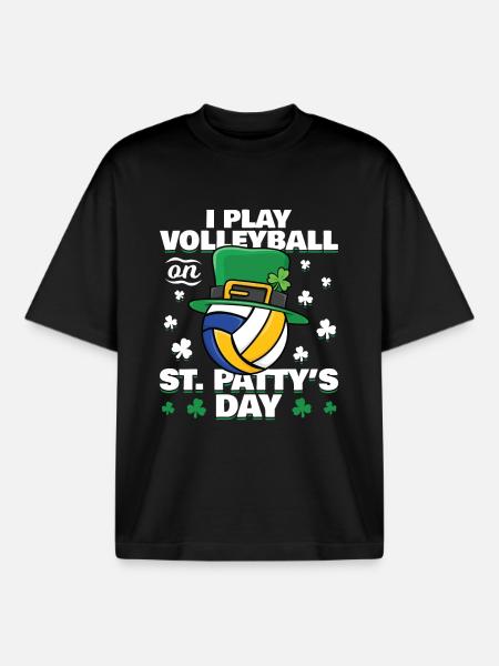 Volleyball de la Saint-Patrick - T-shirt unisexe boxy épais biologique Stanley/Stella - noir