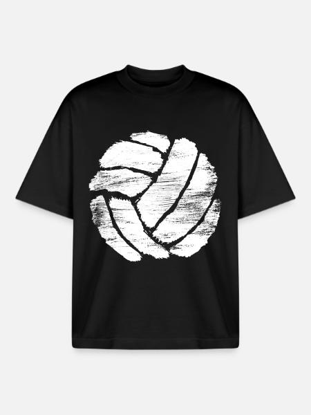 Volleyball Drawing - Boxy Heavyweight Unisex Organic T-Shirt by Stanley/Stella - black