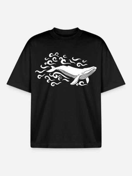 White whale - Boxy Heavyweight Unisex Organic T-Shirt by Stanley/Stella - black