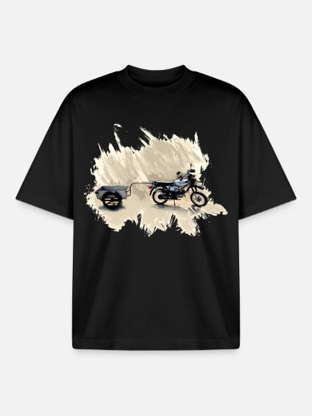 Simson S 51 Enduro mit Anhänger - Boxy Heavyweight Unisex Organic T-Shirt von Stanley/Stella - Schwarz