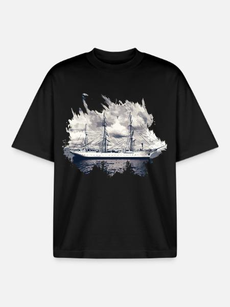 Gorch Fock Sailing Ship - Boxy Heavyweight Unisex Organic T-Shirt by Stanley/Stella - black