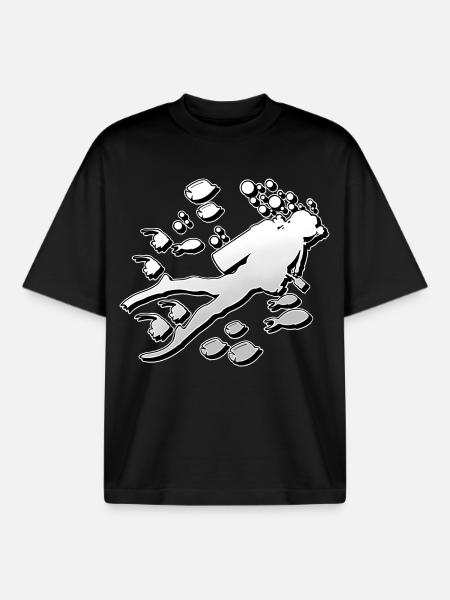 Diving Divers - Boxy Heavyweight Unisex Organic T-Shirt by Stanley/Stella - black