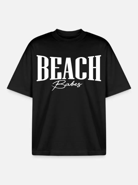 fille de plage de plage - T-shirt unisexe boxy épais biologique Stanley/Stella - noir
