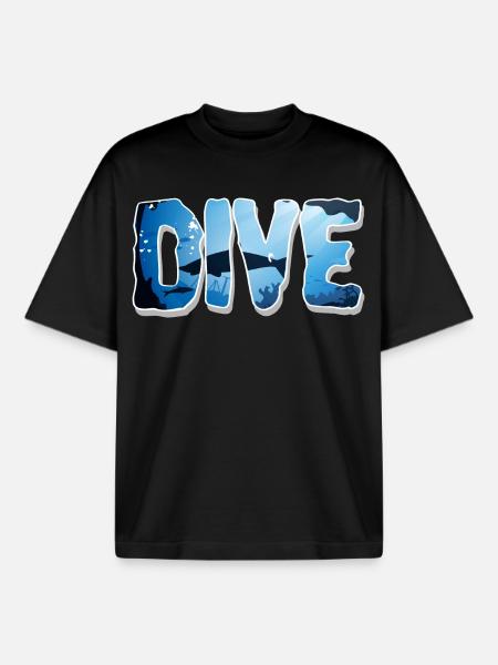 Diving Divers - Boxy Heavyweight Unisex Organic T-Shirt by Stanley/Stella - black