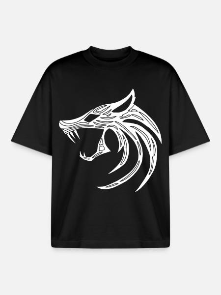 White demonic wolf - Boxy Heavyweight Unisex Organic T-Shirt by Stanley/Stella - black
