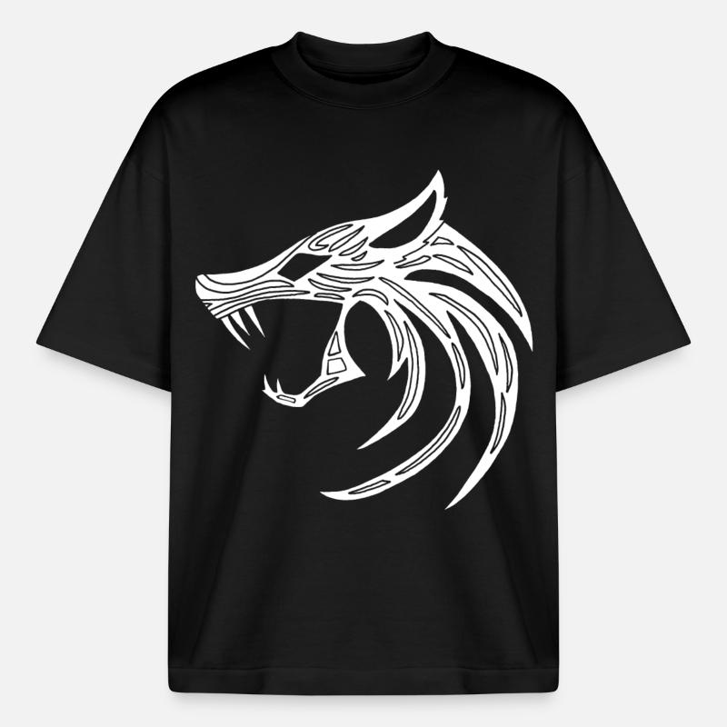 Weißer dämonischer Wolf - Boxy Heavyweight Unisex Organic T-Shirt von Stanley/Stella - Schwarz