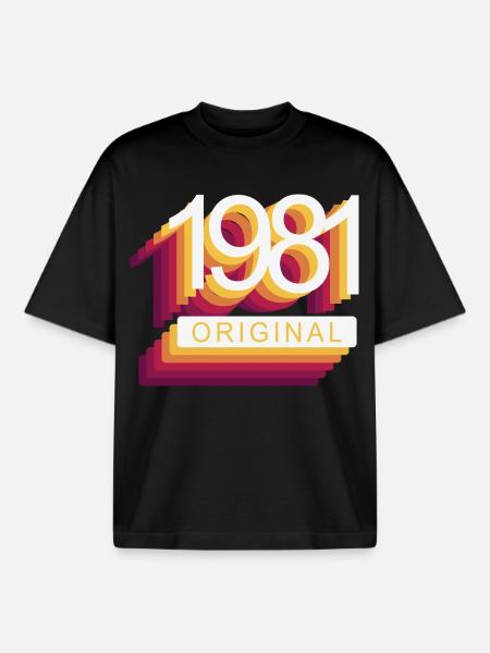Né en 1981 - T-shirt unisexe boxy épais biologique Stanley/Stella - noir