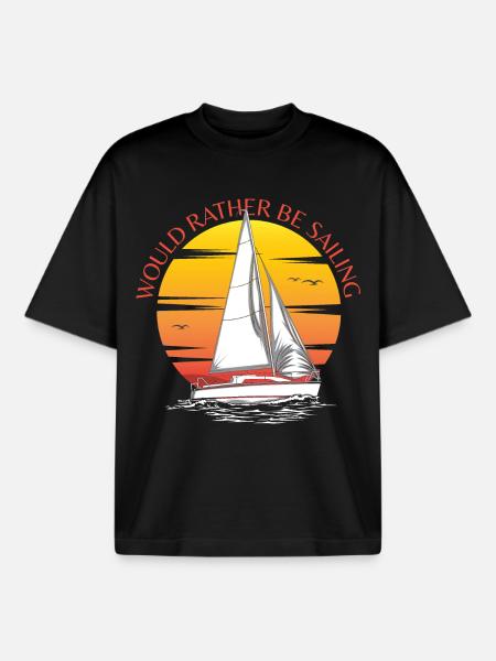 Would Rather Be Sailing - Boxy Heavyweight Unisex Organic T-Shirt by Stanley/Stella - black