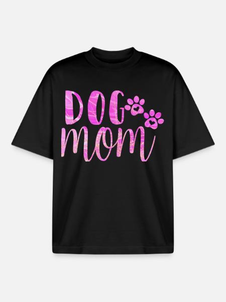 Dog Mom - Boxy Heavyweight Unisex Organic T-Shirt by Stanley/Stella - black