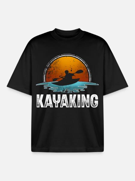 Kayak Kayaker Kayaker - Boxy Heavyweight Unisex Organic T-Shirt by Stanley/Stella - black