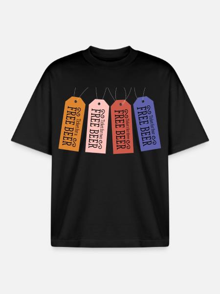 Free Beer Ticket - Boxy Heavyweight Unisex Organic T-Shirt by Stanley/Stella - black