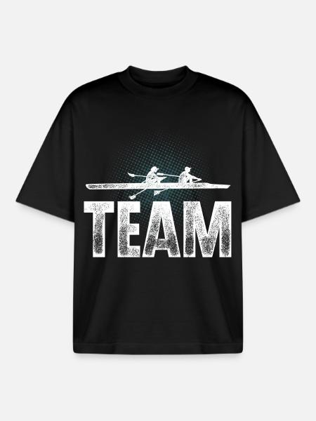 Rowing Rower Rowing Boat Team - Boxy Heavyweight Unisex Organic T-Shirt by Stanley/Stella - black