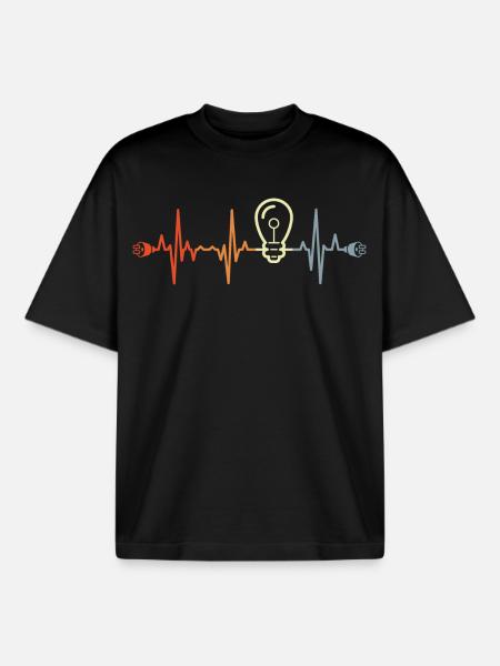 Mon cœur bat pour l’électricité - T-shirt unisexe boxy épais biologique Stanley/Stella - noir