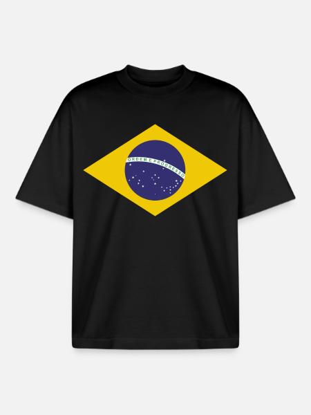 Brasilia Flag - Boxy Heavyweight Unisex Organic T-Shirt by Stanley/Stella - black