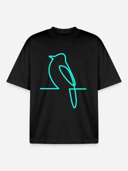 Neonvogel am Ast - Boxy Heavyweight Unisex Organic T-Shirt von Stanley/Stella - Schwarz