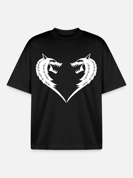 White Wolf Heart - Boxy Heavyweight Unisex Organic T-Shirt by Stanley/Stella - black