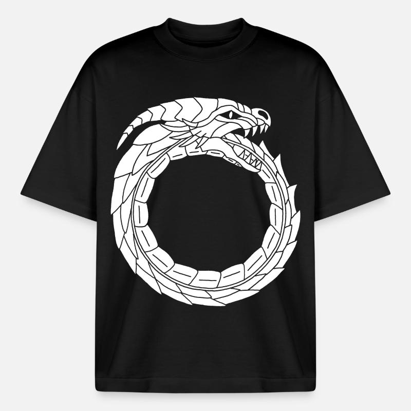 Dragon blanc dévoreur - T-shirt unisexe boxy épais biologique Stanley/Stella - noir