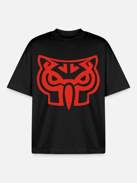 Red owl head - Boxy Heavyweight Unisex Organic T-Shirt by Stanley/Stella - black