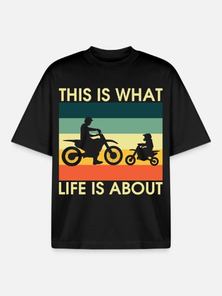 ParentChild Bicycle Silhouettes Retro - Boxy Heavyweight Unisex Organic T-Shirt by Stanley/Stella - black