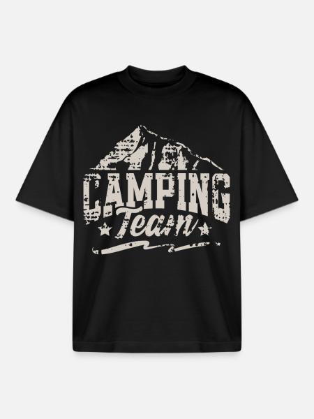 Camping Team Camper Campen - Boxy Heavyweight Unisex Organic T-Shirt by Stanley/Stella - black
