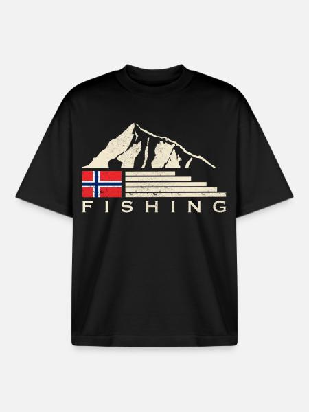 Norway Fishing Angler Fishing - Boxy Heavyweight Unisex Organic T-Shirt by Stanley/Stella - black