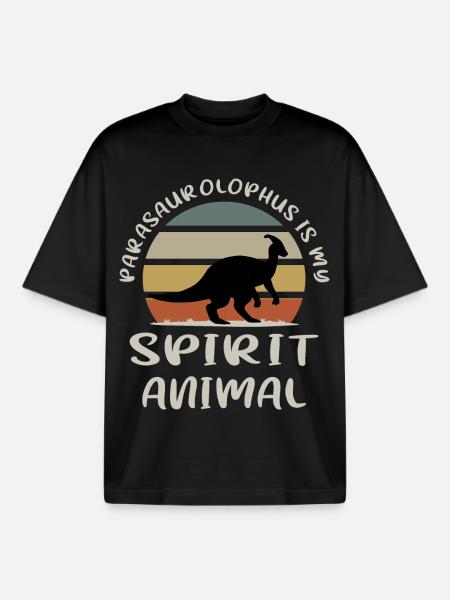 Parasaurolophus - Boxy Heavyweight Unisex Organic T-Shirt by Stanley/Stella - black