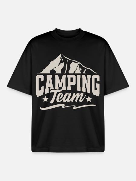 Camping Team Camper Campen - Boxy Heavyweight Unisex Organic T-Shirt by Stanley/Stella - black