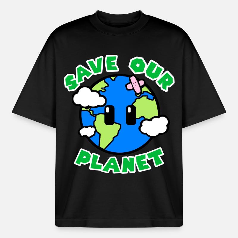 Save Our Planet - Boxy Heavyweight Unisex Organic T-Shirt von Stanley/Stella - Schwarz