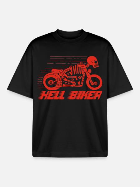 Red skeleton motorcycle - Boxy Heavyweight Unisex Organic T-Shirt by Stanley/Stella - black