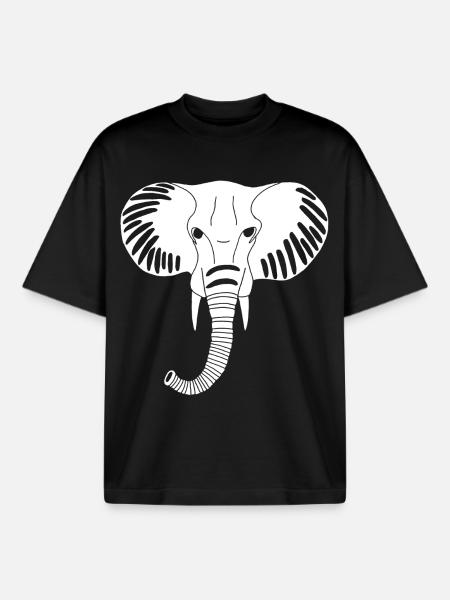 White elephant head - Boxy Heavyweight Unisex Organic T-Shirt by Stanley/Stella - black