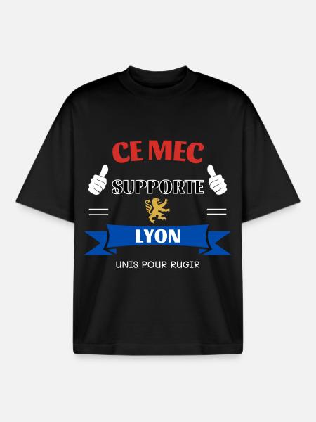 Ce mec supporte Lyon - T-shirt unisexe boxy épais biologique Stanley/Stella - noir