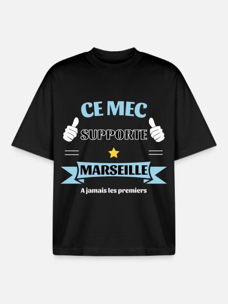 Ce mec supporte Marseille - T-shirt unisexe boxy épais biologique Stanley/Stella - noir